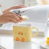 Tassen Nette Käse Keramik Tasse Kreative Cartoon Stroh Tassen Büro Kaffee Bedeckt Löffel Frühstück Milch Tasse Geburtstag Geschenk