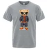 Cowboy Teddy Bear Com As Mãos Nos Bolsos Homens T Camisas Soltas Verão Streetwear Casual Tee Roupas T-Shirts Cott Respirável Tops Y2E8 #