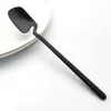 24pcs Black Cutlery Set Spoon Fork Knife Tableware Kitchen Decor Dinnerware Sets Ice Cream Desserts Soup Coffee Use 240318