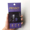 1000 pièces boîte de sac d'emballage en papier de détail violet universel pour téléphone intelligent confidentialité verre trempé anti-espion protecteur d'écran sacs en papier