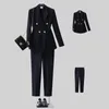 Abbigliamento da lavoro da donna Primavera Office Lady Graceful Double Butt Pantaloni da cappotto neri da 2 pezzi Pantaloni da giacca slim Joker di base W5ro #