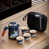 Zestawy herbaciarskie Puchar Travel Tea Ceramic Portable Teapot Zestaw Outdoor Gajwan Ceremonii Teacup Fine Gift