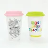 Tazze Tazza da viaggio in bicchiere in ceramica personalizzata personalizzata da 300 ml senza manico con coperchio in silicone