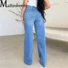 fi High Waist Street Versatile Jeans Women's Straight Wide Leg Denim Pants Female Daily Casual Basic Broken Holes Trousers Y4O1#