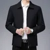 smooth Zipper Turn Down Collar Men's Jacket Solid Color Middle-aged Men Casual Jackets for Men's Office Dr Work Jacket Loose d9uH#