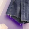 plus Size 3XL 4XL 5XL Y2K Denim Skirt Short For Women High Waist Fi Sexy High Street Tassel Jean Female Summer Clothing x3wR#