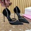 Dress Shoes Sexy Tawny Lace Mesh Crystal Edge Hollow High-heel Pumps Real Leather Pointed Toe Women's Stiletto Large Size