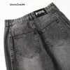 Jeans masculinos oversize wave street wear y2k perna larga roupas masculinas emendadas baggy