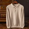 Men's Sweaters Soft Cashmere Polo Collar Sweater Clothing Tops Autumn Winter Male Business Casual Turndown Knitted Pullover Spring