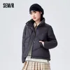 Semir 2023 Kvinnor Cott-Padded Clothes Winter New Solid Color Jacket Thin Waterproof St Collar Loose Coat Cott For Women T53J#