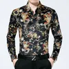 Mannen lente en herfst see through gold veet dr shirt china slepen lg mouw man fi afdrukken kleding M4m7 #