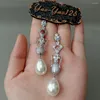 Boucles d'oreilles en forme de larme, coquille de mer blanche, perle transparente, pavé d'insectes pour femmes, boucles d'oreilles simples et romantiques en alliage imitation abeille