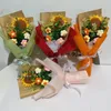 Dekorativa blommor färdiga stickade arfiticial Sunflowers Hand virkning Creative Bouquet Valentine Mothers 'Day Birthday Graduation Gifts