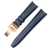 Bracelet de montre tissé en cuir de vache de haute qualité pour IWC IW344205 montres pilotes portugaises bracelet de montre en cuir souple bleu Portofino 22mm 240315