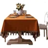 テーブルクロスヨーロッパスタイルベルベットテーブルクロスグランドと豪華なレトロオレンジカスタマイズされたレストラン