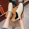Chaussures décontractées vulcanisées pour femmes, sandales d'été à bout carré, coupe peu profonde, chaussure unique rétro Style français, petit cuir