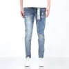 Lila jeans män jeans designers jean high street blå denim smal fit färg graffiti mönster män klänning lila för män svarta byxor 932588952