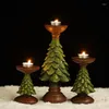 Candle Holders 1pcs Santa Claus Snowflake Star Christmas Candlestick Iron Ornament Gift Desktop Metal Holder For Xmas Table Decor