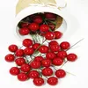 Decorative Flowers 5/10/20/30pcs Berry Plastic Fake Fruit Artificial Pearl Flower Stamen Cherry Wedding DIY Gift Box Decoration Christmas