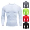 Yoga outfit fast färg långärmad skjortor för män snabbtorkande mäns fitness t-shirt o-hals mager fit sports topp tight löpning