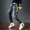 Herren Jeans Haremshose Mode Taschen Desinger Lockere Passform Baggy Moto Jeans Männer Stretch Retro Streetwear Entspannte Tapered Jeans 240321
