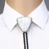 Bolo tie for man women Handmade Western Art Indian Alloy Necktie Triangle naturel stone 201028321M