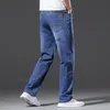 Calças de brim finas dos homens do verão baggy elástico casual calças jeans retas clássico fumaça cinza plus size calças roupas de marca 42 44 46 x5Sb #