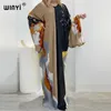 カジュアルドレス2024 Winyi Europe Summer Sexy Bech Silk Feeling Fearting Fashion Print Maxi Women's Rong Beach V-Neck Bohemian Dress