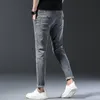 Nouveauté Jeans pour hommes Casual All-match Stretch Slim Petit pied Lg Denim Pantalon Design polyvalent Quotidien Gentleman Pantalon 35OU #