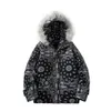 2024 Bandana Print Winter Jacket Men Women Detachable Fur Collar Hip Hop Oversize Cott Padded Coat Cloth Harajuku Parka O7bU#