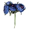 Flores decorativas 6 pçs/lote Simulação Buquê de Pano de Seda Noiva Segurando (Azul Real Coração Roxo) Diâmetro Da Flor Única