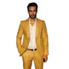 Stevditg Golden Men Suits Blazer Xale Lapela Único Breasted Plana Casual Busin Bonito 2 Peça Calças Jaqueta Roupas Skinny i5rx #