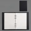 Zwart minimalistisch A5 notitieboek PU leer losbladig zakelijk kantoor schrijven handaccount zwarte kaart papier binnenpagina notitieblok 240326