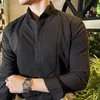 men Dr Shirt Lg Sleeve French Wing Collar 2023 Autumn Solid Color Casual White Black Shirt Fi Social Banquet Tuxedo 988l#