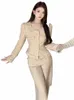 Neue Luxus Designer Wolle Hosen Anzüge Zwei Stück Sets Outfits Frauen Elegante Tweed Slim Lg Hosen Kurzmantel Tops Dame kleidung 17Ph #