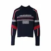 Lapel pullover high quality knitwear women's long sleeve letter jacquard luxury design sweater top