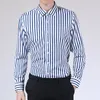 Youth Fi Classic Mens Striped Shirts Busin Casual LG Sleeve Butt Up Slim Fit Easy Care Stretch Shirt 4XL 5XL M49X#