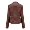 women Fi Lace-up Leather Jacket Slim Fit Spring Autumn Motorcycle Zipper Jacket W7v7#