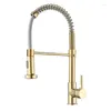 Kitchen Faucets Cohmuu Full Copper Spring Faucet Sink Rotatable Draw Spray Paint Black Gold With Dots