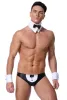 3PCS Męskie Butler Tuxedo Costume Seksowna kelner Rola Rola Plaga Kostium Marek Sexy Men Costume Butler Mundur bielizna Y9ne#