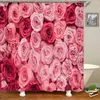 Duschvorhänge, Vorhang, schöner roter Rosen-Blumen-Stil, 3D-gedrucktes Polyester, wasserdicht, Heimdekoration, 180 x 180 cm