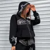 Felpe con cappuccio da donna Felpa con cappuccio con stampa di diamanti Hip-hop Retro Streetwear Y2K Abbigliamento Moda Strass Cerniera Giacca Top Felpa con cappuccio da uomo