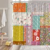 Bohemian patchwork Print Print Curtains do łazienki kolorowe kwiatowe zabytkowe zasłony wanna wodoodporna ekran tkaniny 240328