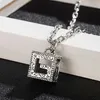 10% zniżki na projektant biżuterii Sterling Silver Antique Home Made Square Pusty Wzór Wisiork Długie tkanin łańcuchowa modna męska i damska naszyjnik