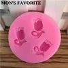 Moules de cuisson 1 pcs 3 trous tulipes fleurs gâteau moule silicone 3D fleur fondant outils de décoration bricolage rose fleur sûr E726