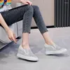 Zapatos informales de 7cm de malla de aire para mujer, zapatillas de deporte con plataforma y diamantes de imitación, transpirables, con tacón oculto, a la moda, de alta marca