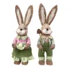 Miniatures 2022 New Cute Straw Rabbits Bunny Decorations Easter Party Home Garden Wedding Ornament Photo Props Crafts 1Pair