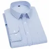 mens Lg Sleeved Shirt Casual Busin Classic Striped Plaid Checked Purple Blue Male Social Dr Shirts for Man Butt Shirt e0LE#