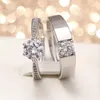 Cluster Ringen Uilz Klassieke Zirkoon Paar Bruiloft Voor Mannen Vrouwen Zilver Kleur Verstelbare Open Ring Voorstel Ceremonie Sieraden