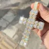 Bust Down Urban Jewelry Lab Diamonds Baguette VVS Diamond Mens Moissanite Cross Pendant